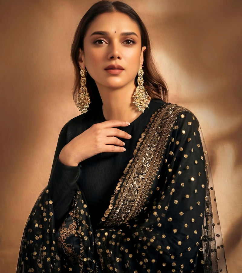 Alia's Premium Black Anarkali Suit Set