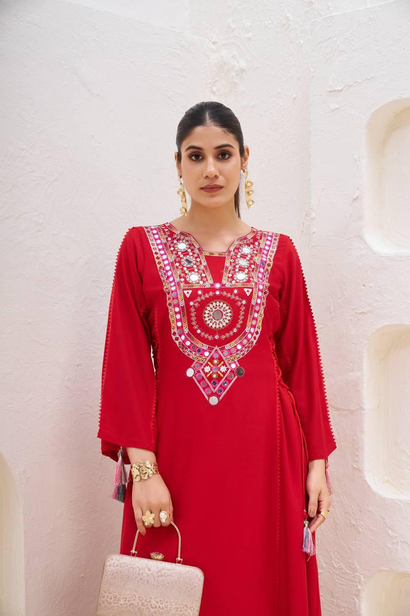 Ethnic Cord Set with Palazzo – Thread & Mirror Embroidery