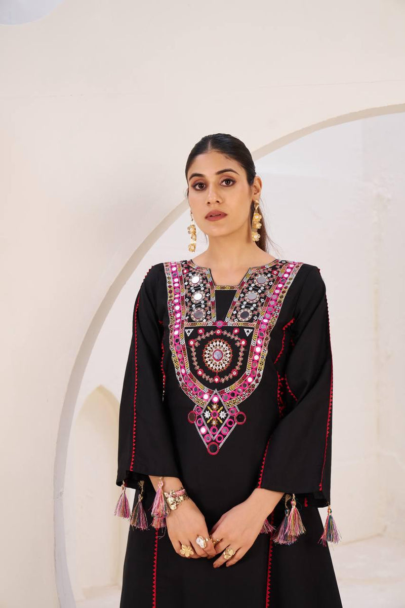 Ethnic Cord Set with Palazzo – Thread & Mirror Embroidery