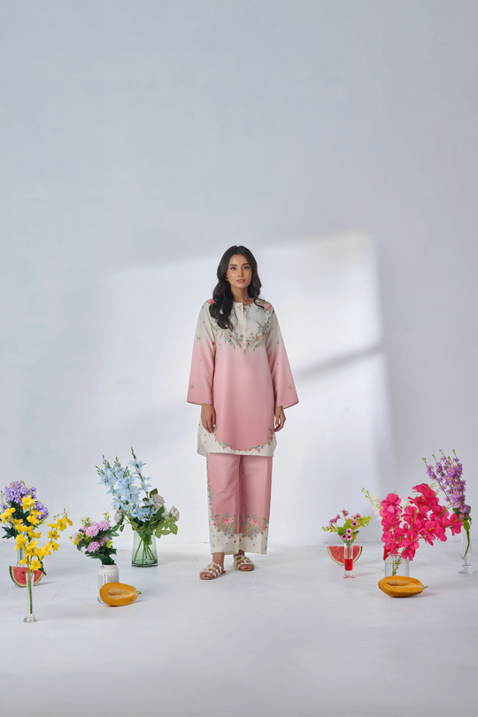 🌸 Blush Petal Floral Kurta Set